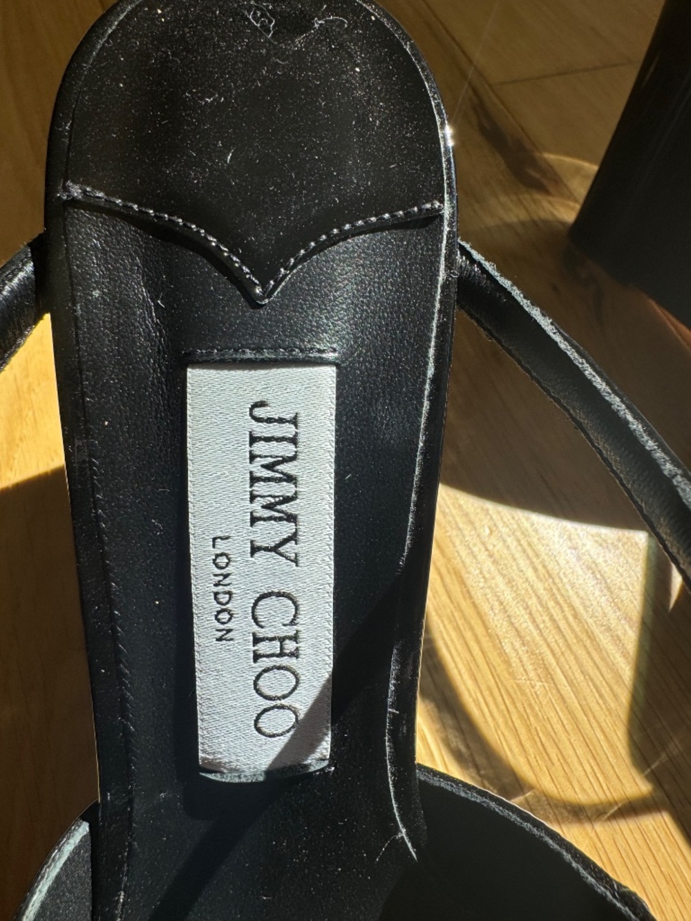 Jimmy Choo Anise 85 Black Patent Leather Wedge Sandals 7 - Picture 4 of 5